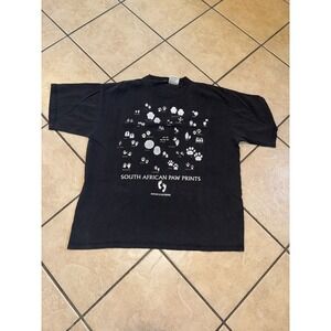 Vintage Bruce Gordon South African Paw Prints T-Shirt Black 26x22